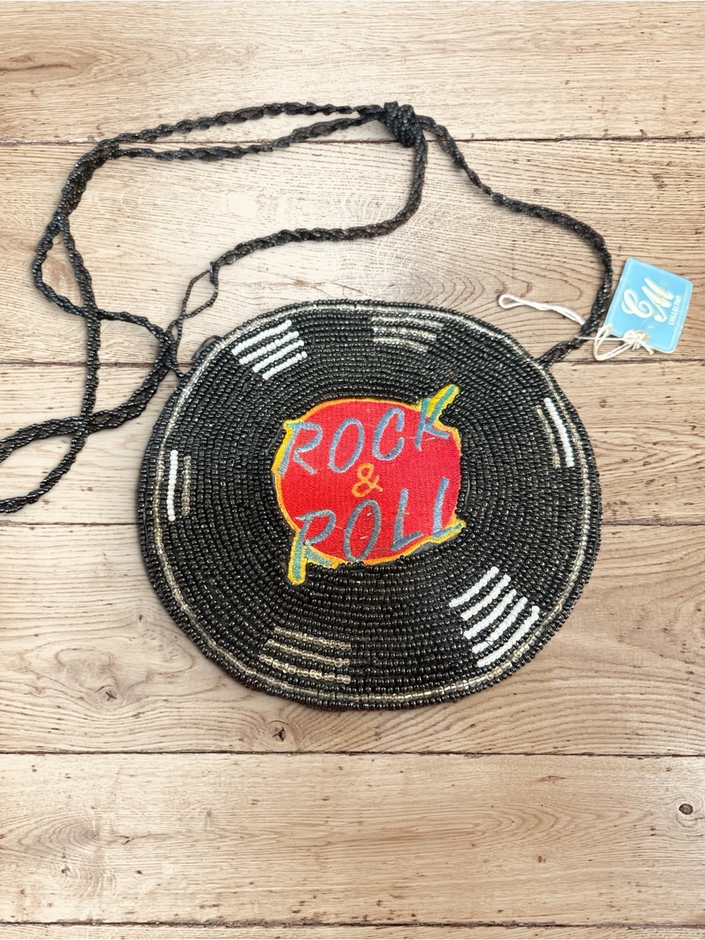Vintage C Marie Beaded Rock & Roll Record Crossbody Purse NWT
